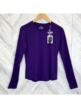 Seg'ments 100% Merino Wool Base Layer Tee Top Shirt Purple Womens XS NEW NWT